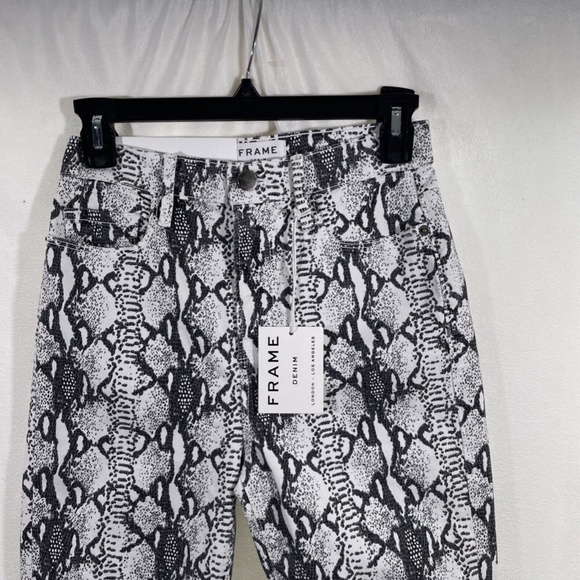 NWT FRAME [ 25 ] Ali Ultra High‎ Rise Python Cigarette Skinny Jeans - Picture 10 of 13